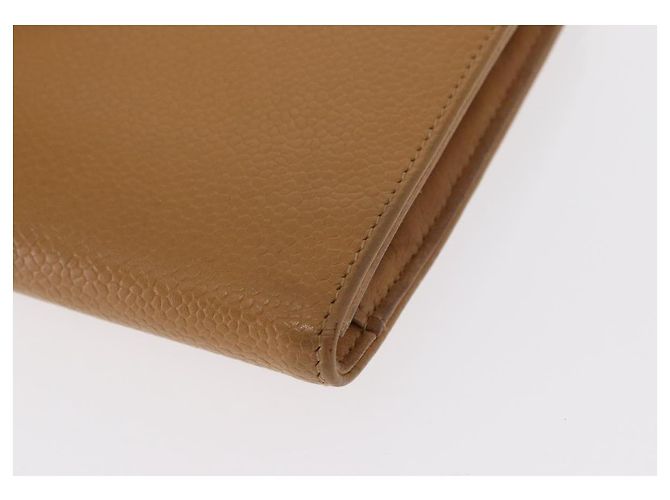 CHANEL COCO Cartera Larga Mark Piel Caviar Beige Oro CC Auth bs31582 Dorado - vista 16