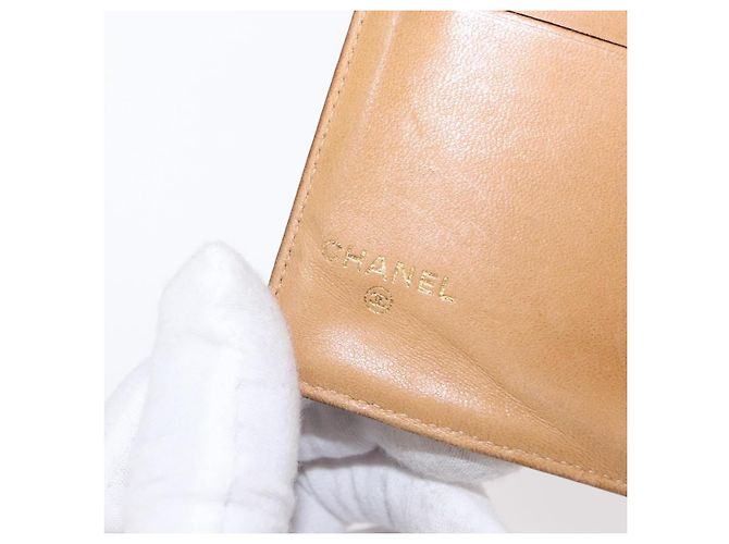 CHANEL COCO Cartera Larga Mark Piel Caviar Beige Oro CC Auth bs31582 Dorado - vista 9