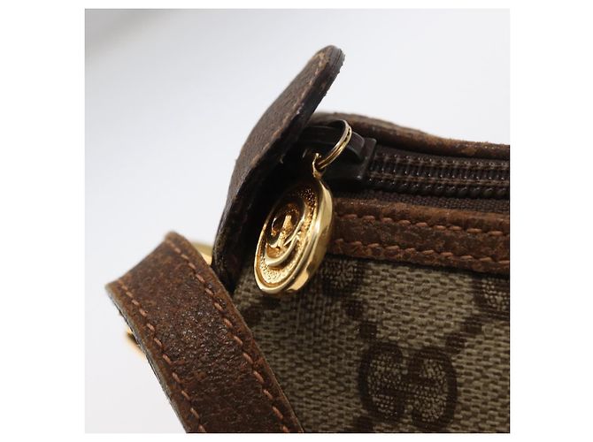 Borsa Gucci GG Supreme Web Sherry Line in PVC beige e oro 001 123 6177 Auth ka654 D'oro - vista 10