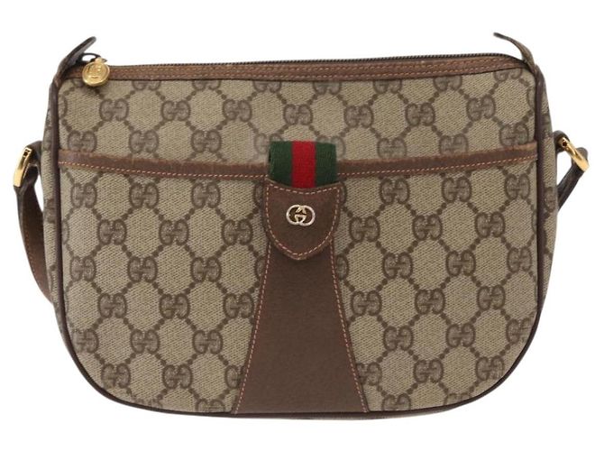 Borsa Gucci GG Supreme Web Sherry Line in PVC beige e oro 001 123 6177 Auth ka654 D'oro - vista 13