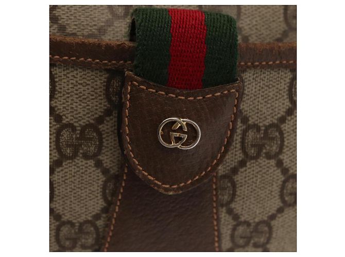 Borsa Gucci GG Supreme Web Sherry Line in PVC beige e oro 001 123 6177 Auth ka654 D'oro - vista 17