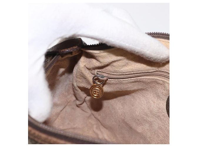 Borsa Gucci GG Supreme Web Sherry Line in PVC beige e oro 001 123 6177 Auth ka654 D'oro - vista 21