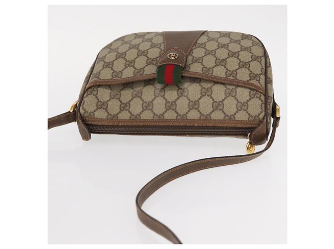 Borsa Gucci GG Supreme Web Sherry Line in PVC beige e oro 001 123 6177 Auth ka654 D'oro - vista 6