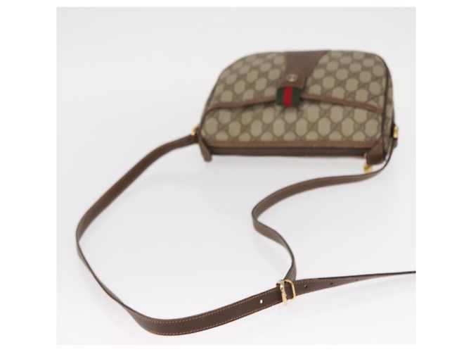 Borsa Gucci GG Supreme Web Sherry Line in PVC beige e oro 001 123 6177 Auth ka654 D'oro - vista 7
