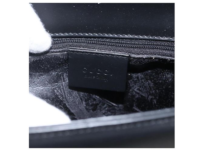 Borsa a Spalla in Pelle Nera e Argento GUCCI 001 3064 Auth 154471 Nero - vista 20