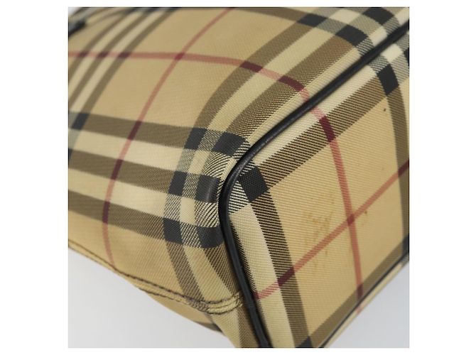 Burberry Borsa Tote Nova Check in PVC Beige Argento Auth BA8674 - vista 14