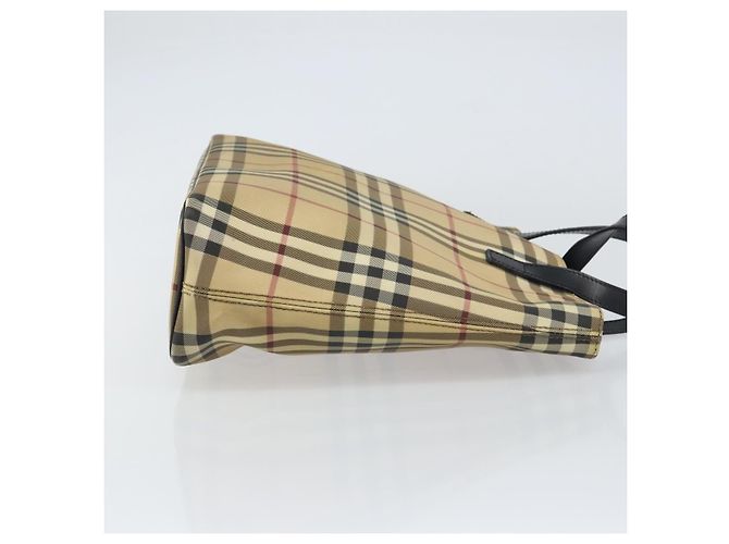 Burberry Borsa Tote Nova Check in PVC Beige Argento Auth BA8674 - vista 3