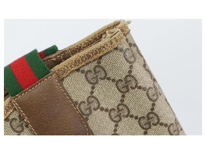 Borsa tote Gucci GG Supreme Web Sherry Line in PVC beige e rosso 39 02 003 Auth BA8628 - vista 10