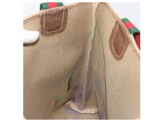 Borsa tote Gucci GG Supreme Web Sherry Line in PVC beige e rosso 39 02 003 Auth BA8628 - vista 19