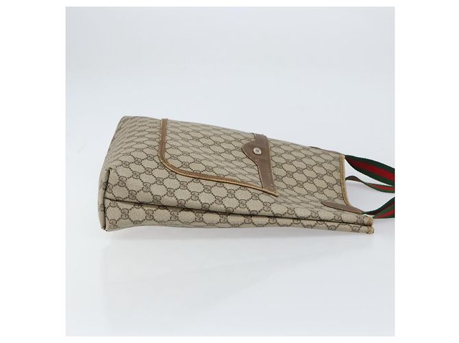 Borsa tote Gucci GG Supreme Web Sherry Line in PVC beige e rosso 39 02 003 Auth BA8628 - vista 3