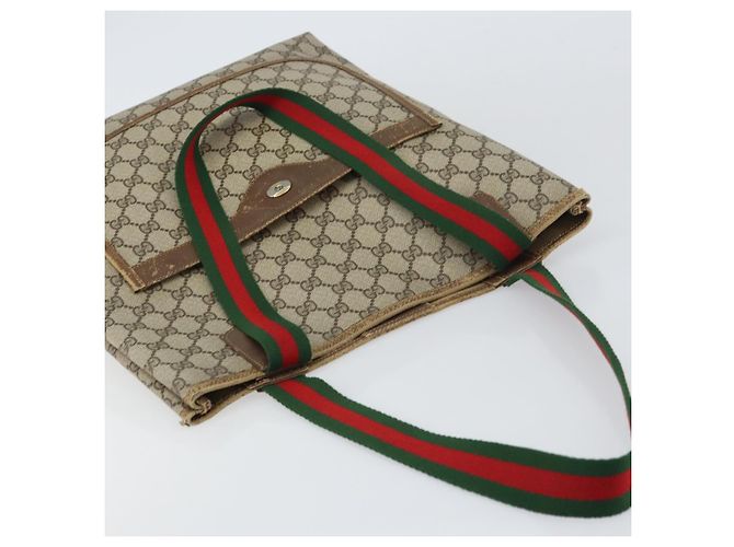 Borsa tote Gucci GG Supreme Web Sherry Line in PVC beige e rosso 39 02 003 Auth BA8628 - vista 6