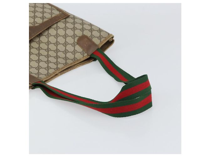 Borsa tote Gucci GG Supreme Web Sherry Line in PVC beige e rosso 39 02 003 Auth BA8628 - vista 7