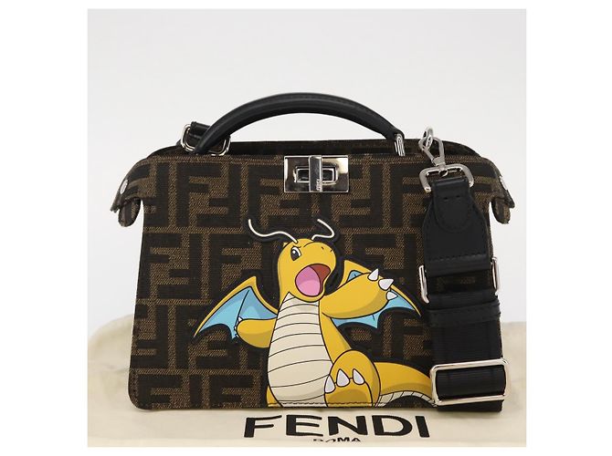 Zucca Borsa Peek A Boo 2way FENDI Pokmon Fragment Collaboration Marrone Auth 146549SM Nero Argento - vista 12