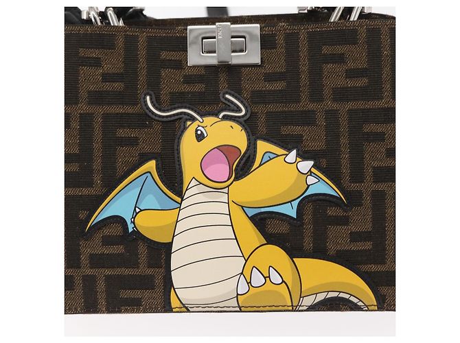 Zucca Borsa Peek A Boo 2way FENDI Pokmon Fragment Collaboration Marrone Auth 146549SM Nero Argento - vista 19