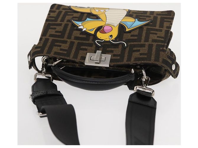 Zucca Borsa Peek A Boo 2way FENDI Pokmon Fragment Collaboration Marrone Auth 146549SM Nero Argento - vista 6