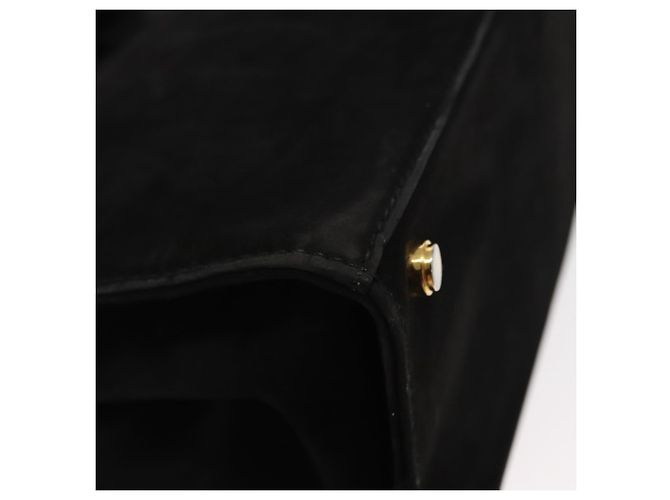 Salvatore Ferragamo Vala Hand Bag Suede 2way Black Gold Auth 156942 Golden - view 15
