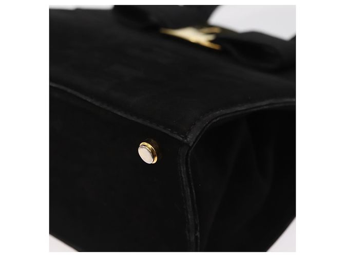 Salvatore Ferragamo Vala Hand Bag Suede 2way Black Gold Auth 156942 Golden - view 16