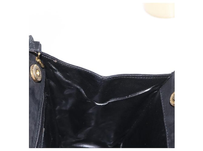 Salvatore Ferragamo Vala Hand Bag Suede 2way Black Gold Auth 156942 Golden - view 19