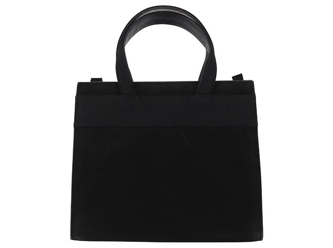 Salvatore Ferragamo Vala Hand Bag Suede 2way Black Gold Auth 156942 Golden - view 2