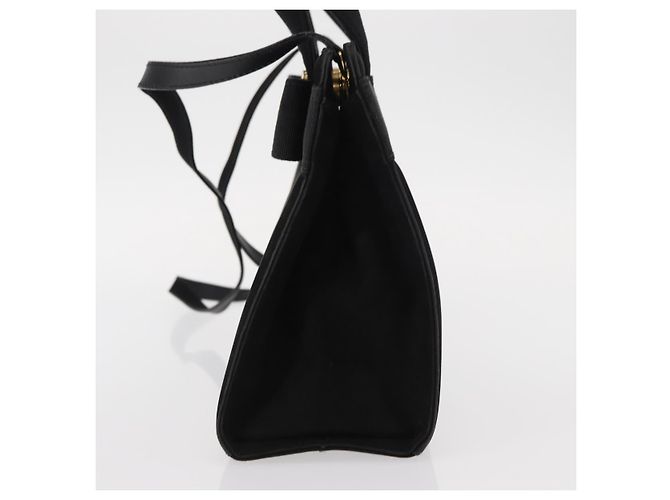 Salvatore Ferragamo Vala Hand Bag Suede 2way Black Gold Auth 156942 Golden - view 3