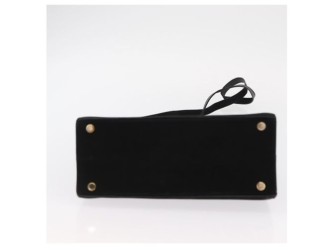 Salvatore Ferragamo Vala Hand Bag Suede 2way Black Gold Auth 156942 Golden - view 5