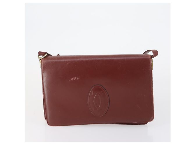 Cartier Borsa a Spalla Must Line in Pelle 4 Set Bordeaux Auth ki6207 Bordò - vista 14
