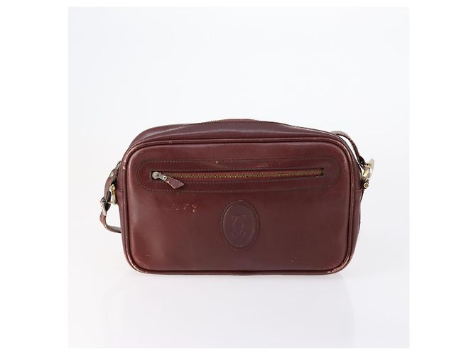Cartier Borsa a Spalla Must Line in Pelle 4 Set Bordeaux Auth ki6207 Bordò - vista 8