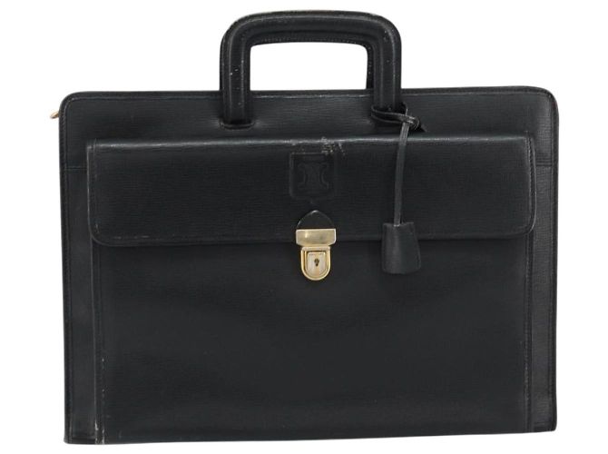 Céline Borsa a mano CELINE in pelle nera e oro Auth 154528 Nero D'oro - vista 13