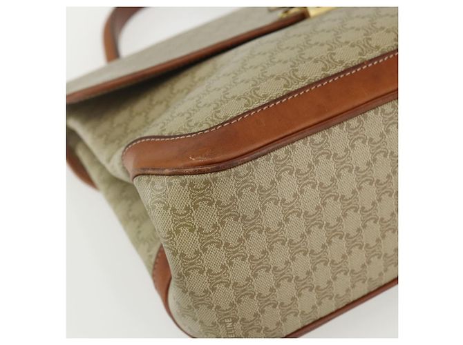 Céline Borsa a mano in tela Macadam CELINE PVC beige oro Auth bs31347 D'oro - vista 15