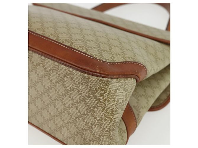 Céline Borsa a mano in tela Macadam CELINE PVC beige oro Auth bs31347 D'oro - vista 16
