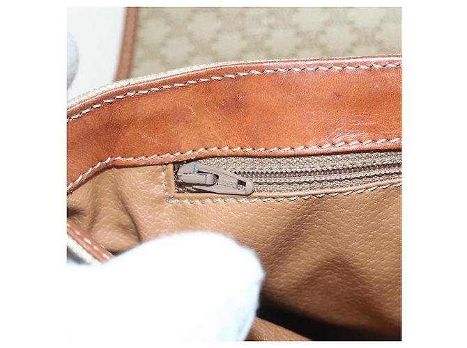 Céline Borsa a mano in tela Macadam CELINE PVC beige oro Auth bs31347 D'oro - vista 18