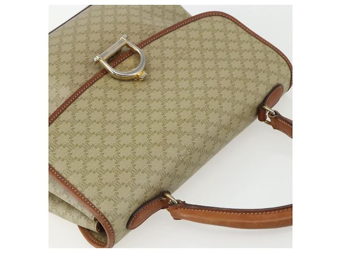 Céline Borsa a mano in tela Macadam CELINE PVC beige oro Auth bs31347 D'oro - vista 6