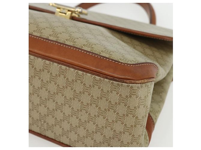 Céline Borsa a mano in tela Macadam CELINE PVC beige oro Auth bs31347 D'oro - vista 8