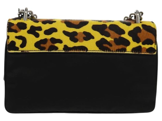 Borsa a spalla con catena PRADA in nylon giallo argento autentica ka595V - vista 2