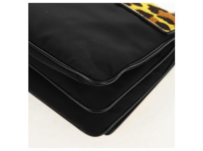 Borsa a spalla con catena PRADA in nylon giallo argento autentica ka595V - vista 20
