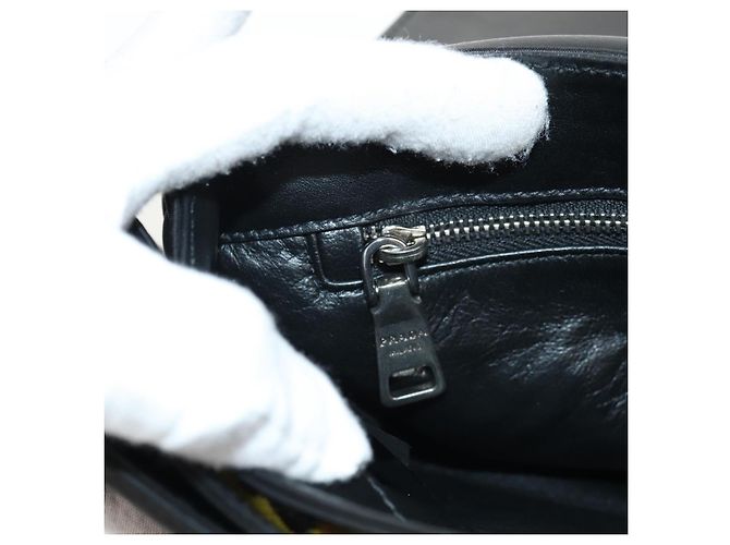 Borsa a spalla con catena PRADA in nylon giallo argento autentica ka595V - vista 28