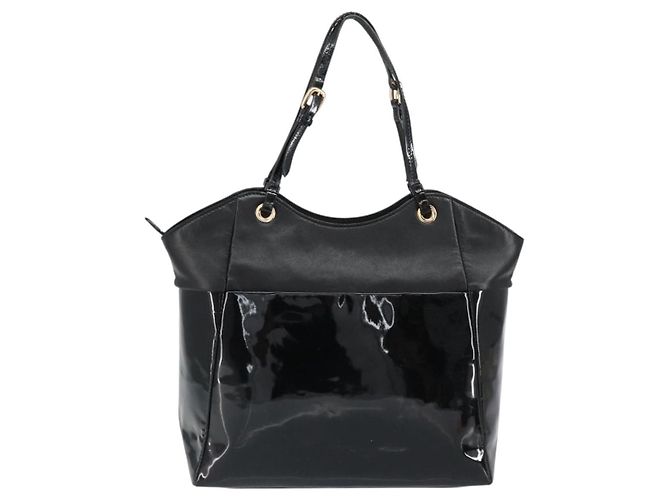Borsa Tote Vala in pelle smaltata nera e oro Auth BA8230 di Salvatore Ferragamo Nero D'oro - vista 2