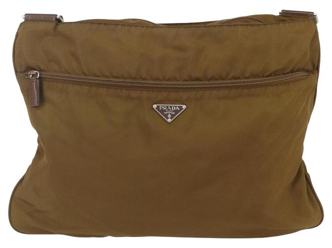 Bolso de Hombro PRADA de Nailon Marrón Plata Auténtico 151496 Castaño - vista 13