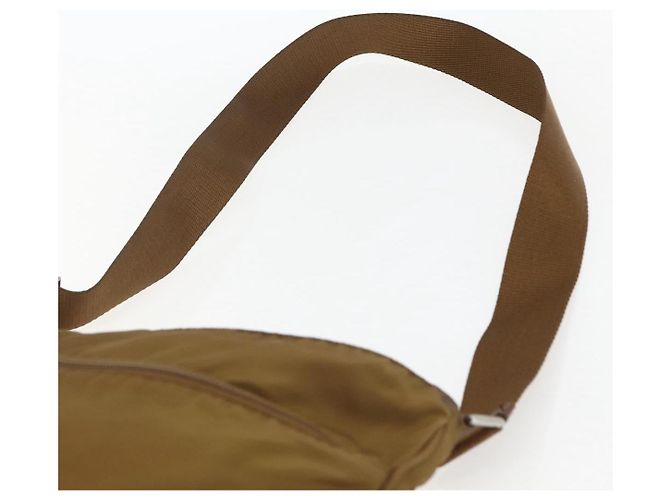 Bolso de Hombro PRADA de Nailon Marrón Plata Auténtico 151496 Castaño - vista 14