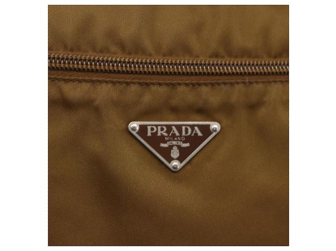 Bolso de Hombro PRADA de Nailon Marrón Plata Auténtico 151496 Castaño - vista 19