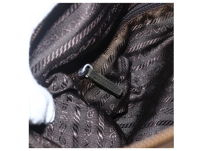 Bolso de Hombro PRADA de Nailon Marrón Plata Auténtico 151496 Castaño - vista 21