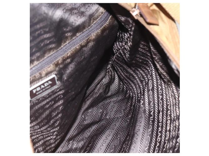 Bolso de Hombro PRADA de Nailon Marrón Plata Auténtico 151496 Castaño - vista 22
