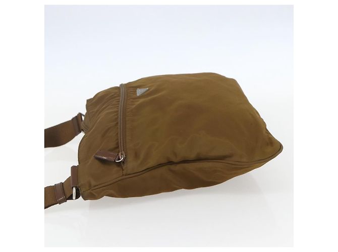 Bolso de Hombro PRADA de Nailon Marrón Plata Auténtico 151496 Castaño - vista 3