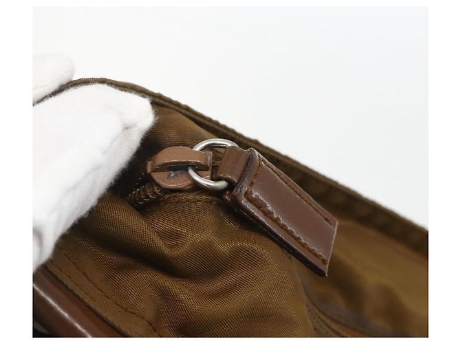Bolso de Hombro PRADA de Nailon Marrón Plata Auténtico 151496 Castaño - vista 9