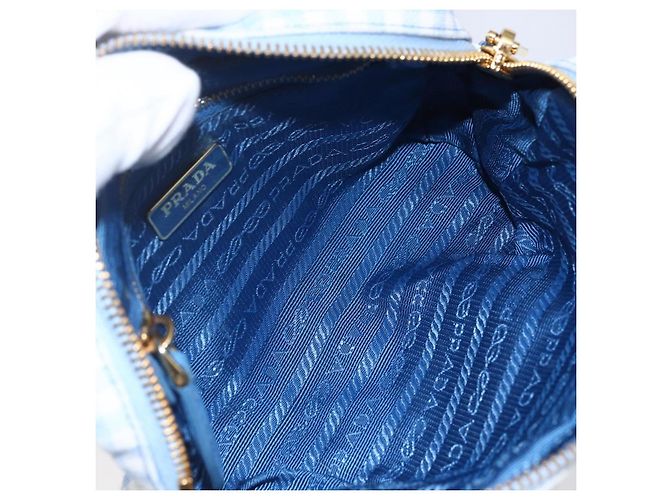 Prada Tasche aus Canvas Hellblau Gold Auth 154909 Golden - Ansicht 10