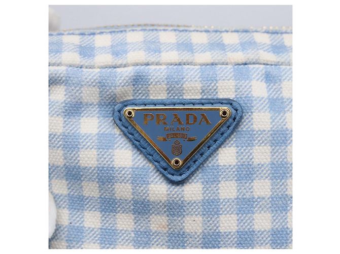 Prada Tasche aus Canvas Hellblau Gold Auth 154909 Golden - Ansicht 17