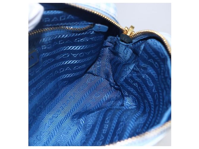 Prada Tasche aus Canvas Hellblau Gold Auth 154909 Golden - Ansicht 19