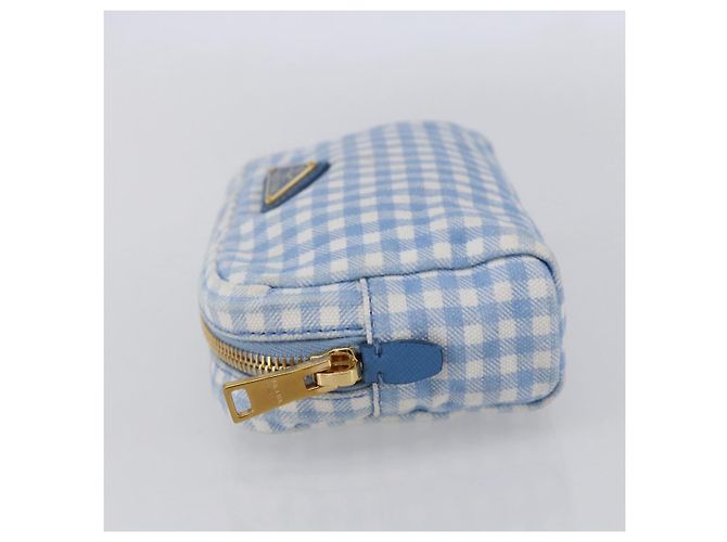 Prada Tasche aus Canvas Hellblau Gold Auth 154909 Golden - Ansicht 3