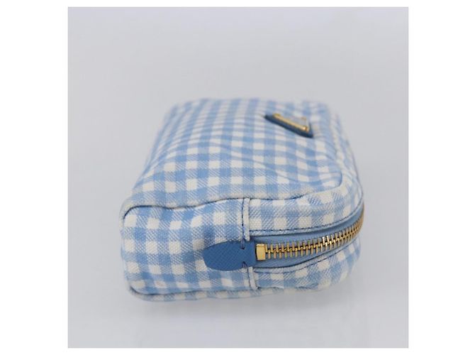 Prada Tasche aus Canvas Hellblau Gold Auth 154909 Golden - Ansicht 4