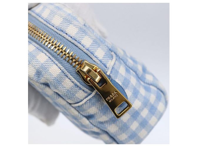 Prada Tasche aus Canvas Hellblau Gold Auth 154909 Golden - Ansicht 8